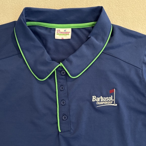 NWT Birdies & Bows XL BLUE BARBASOL CHAMPIONSHIP Pitch/putt Golf Polo Women's‎ - Picture 3 of 7